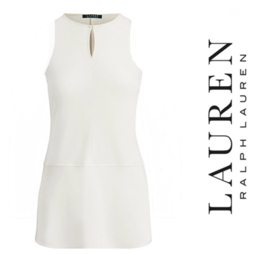 Lauren Ralph Lauren White Sleeveless Keyhole Blouse
